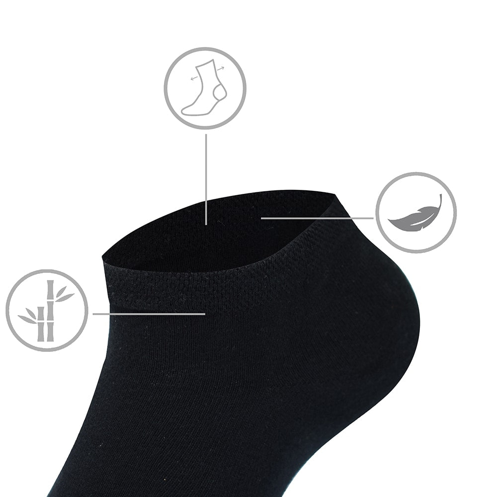 Minfot Bambusstrømper Sneaker Sensitive  Svart 5-pk