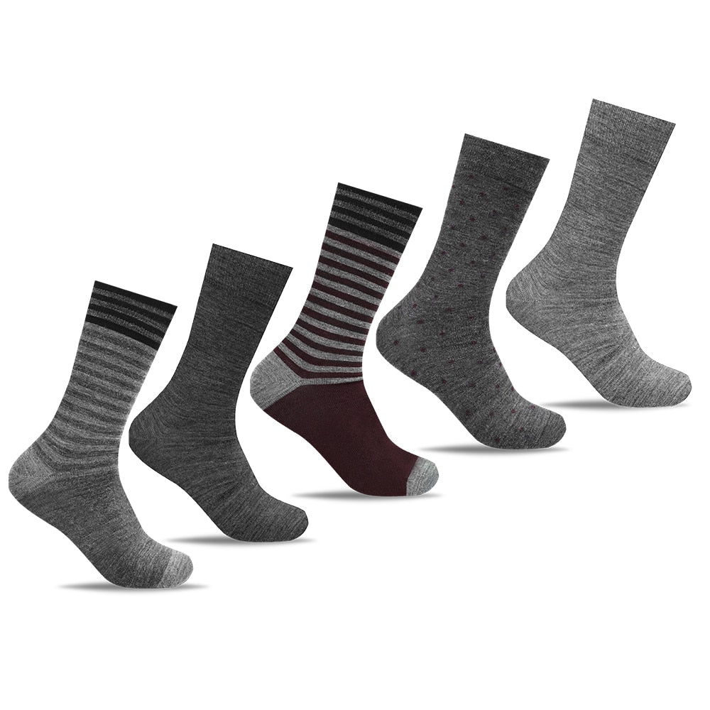 Minfot Strømper Merinoull Stripete Bordeaux Mix 5-pakning