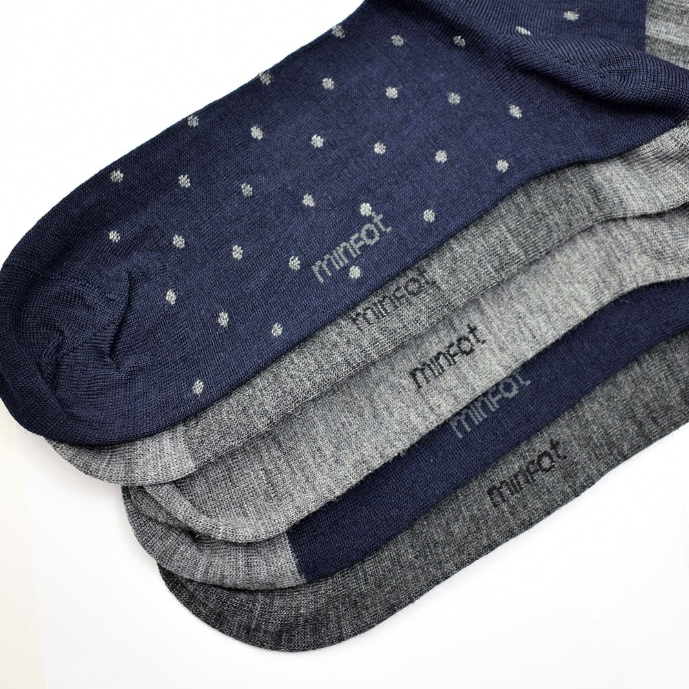 Produktbild 3 - Minfot Strømper i Merinoull, Stripete, Navy Mix
