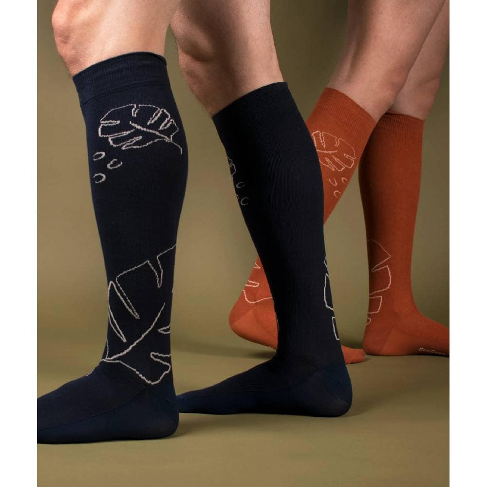 SupCare Støttestrømper Bred Eko Bomull Monstera Navy Blue