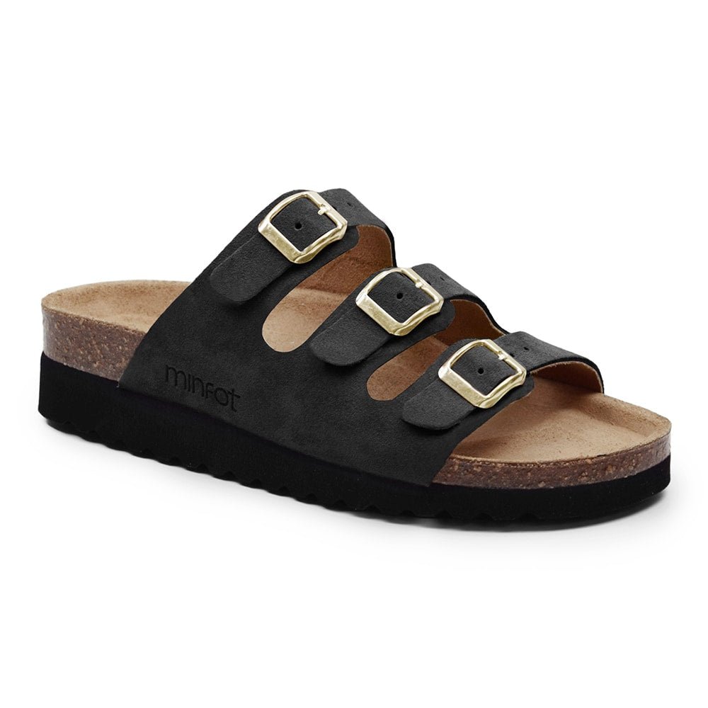 Minfot Sandal Myk Bio Svart Semsket skinn