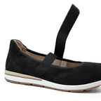 Minfot Ballerinasko med rem Joyce Dame Stretch Nubuck Svart