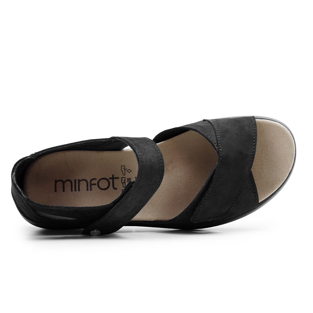 Minfot Sandal Komfort Mia med Hælkappe Nubuck Svart
