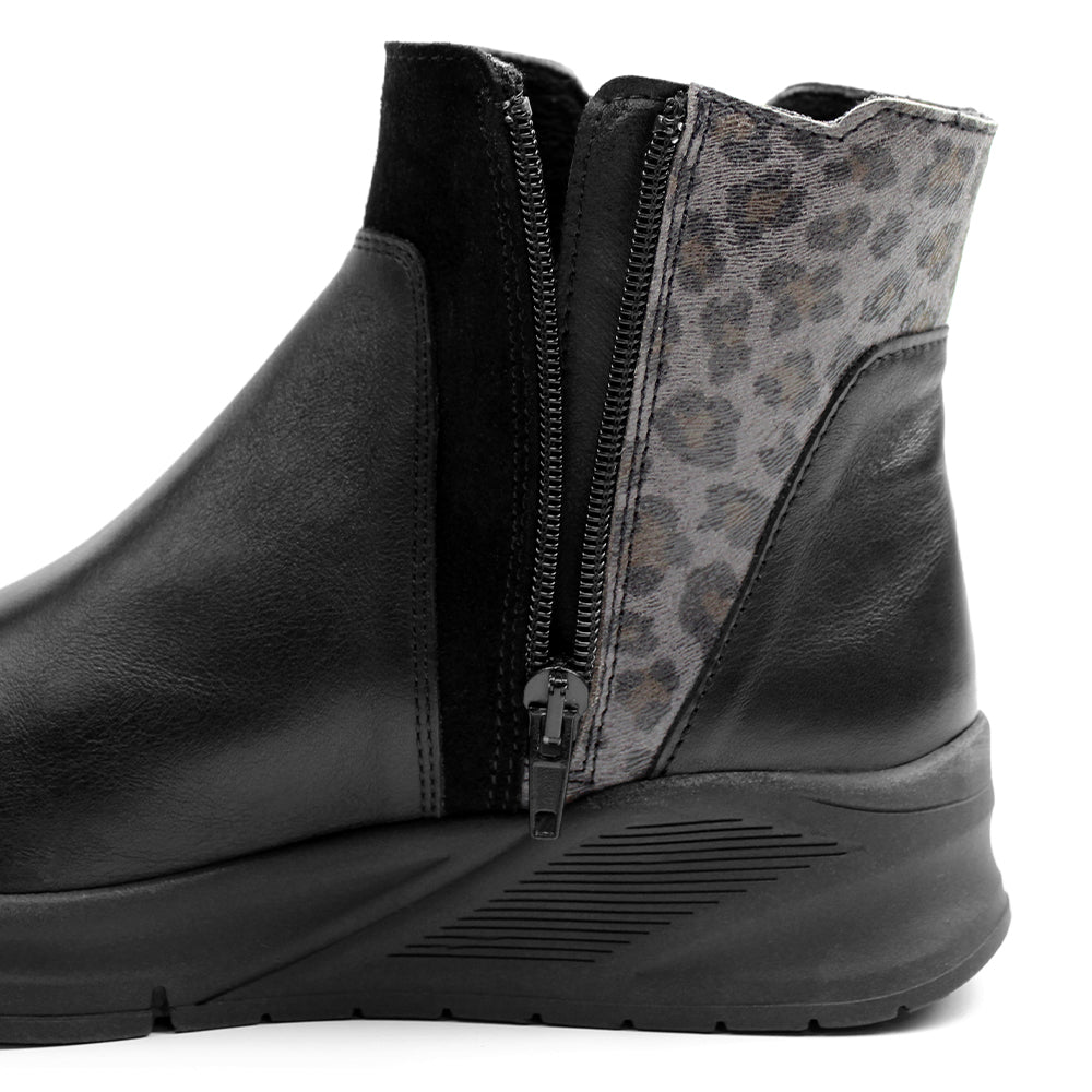 Minfot Zon Chelsea boots med zip Stretch Skinn Svart Leopard