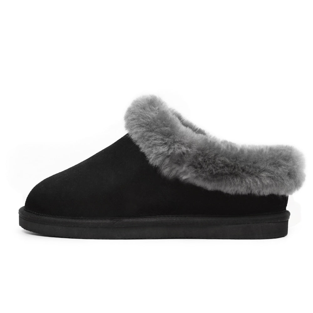 Minfot Saueskinnstøfler Bergen med såle Svart