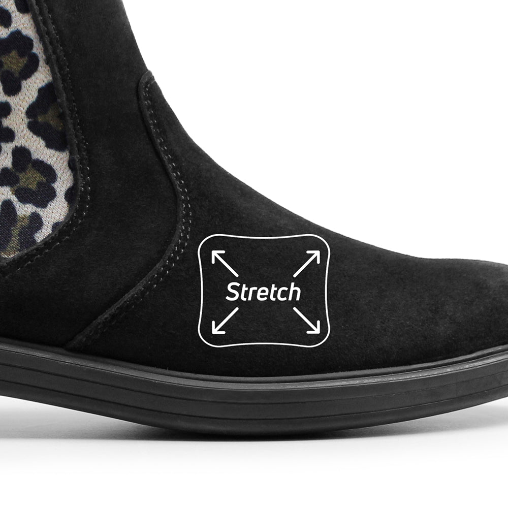 Minfot Bou Chelsea boots med zip Stretch Nubuck Svart Leopard