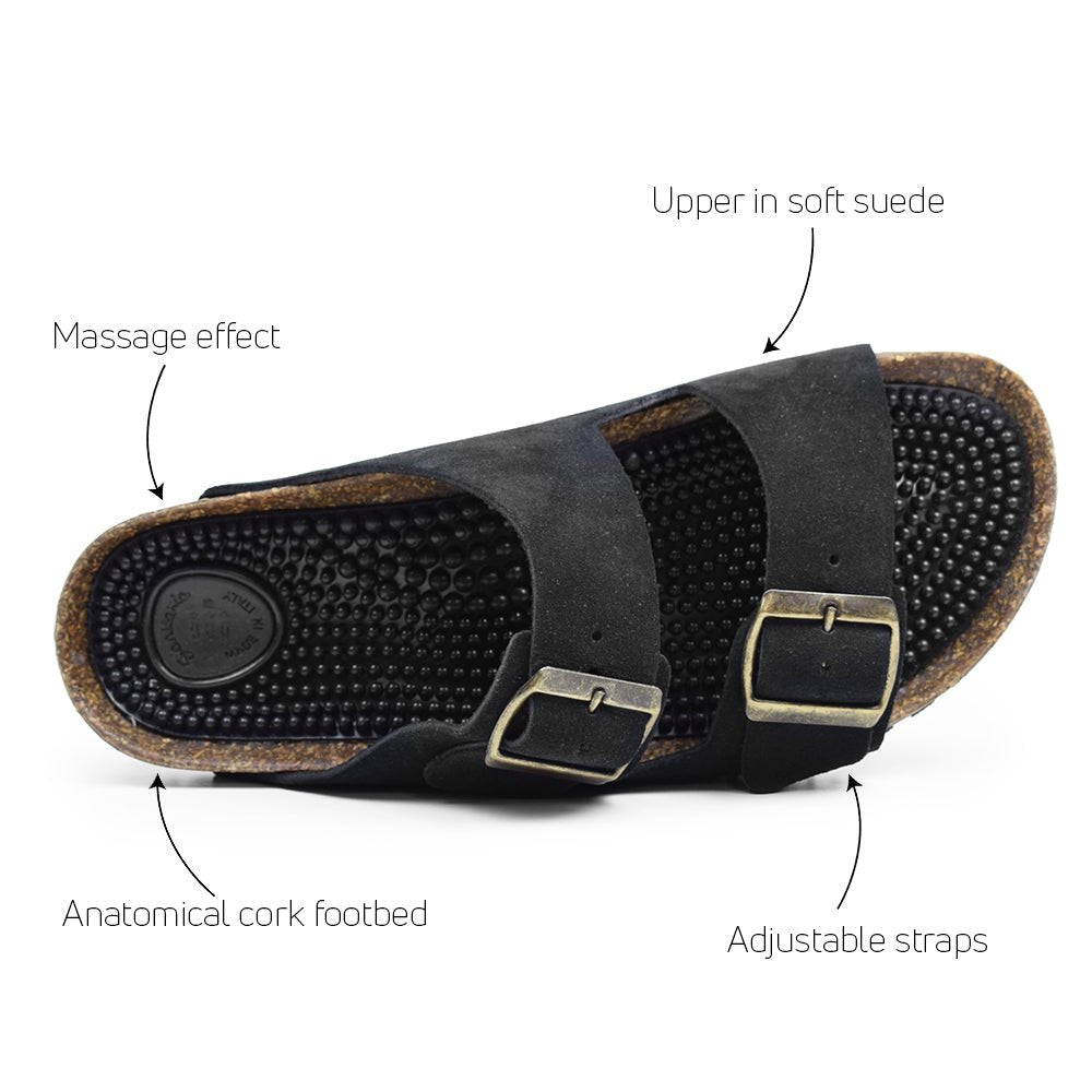 Minfot Massasje Sandaler Bio Semsket skinn Svart