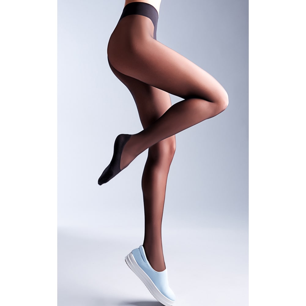 Giulia Footies Nylonstrømpebukser med fot i bomull 20 den Svart