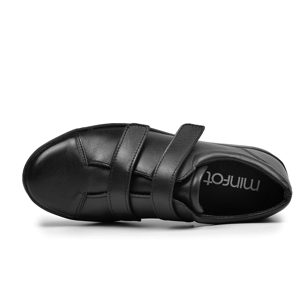 Produktbild 5 - Minfot Aveny Skinn Sneaker med Kardborreband Svart