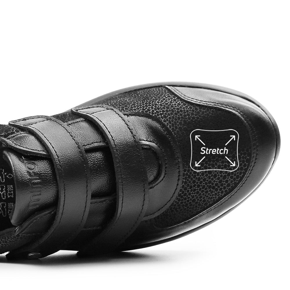 Minfot Way Sneaker Bred Stretch med Borrelås Svart