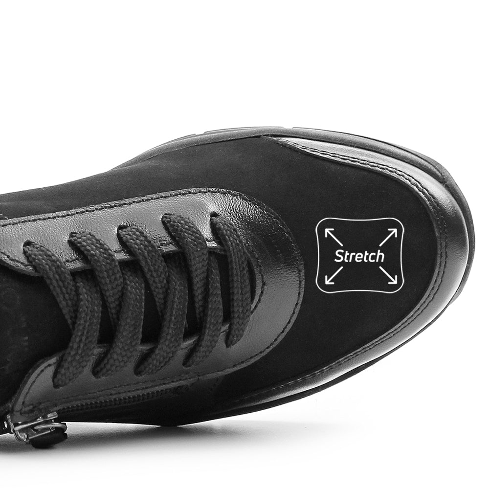 Minfot Vei Sneaker Stretch Nubuck Svart Oxid