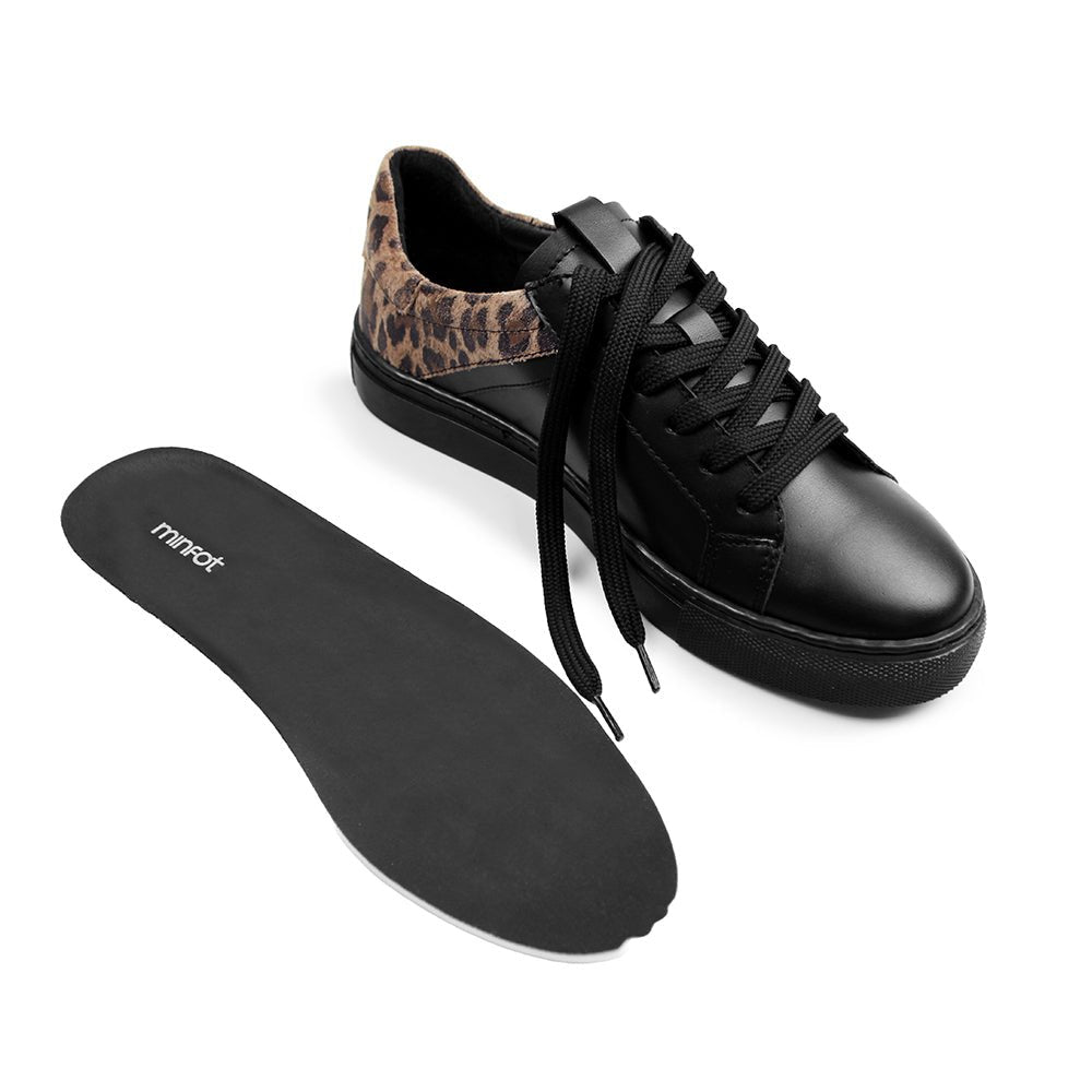 Produktbild 8 - Minfot Comfort Sneakers Skinn Leopard Svart