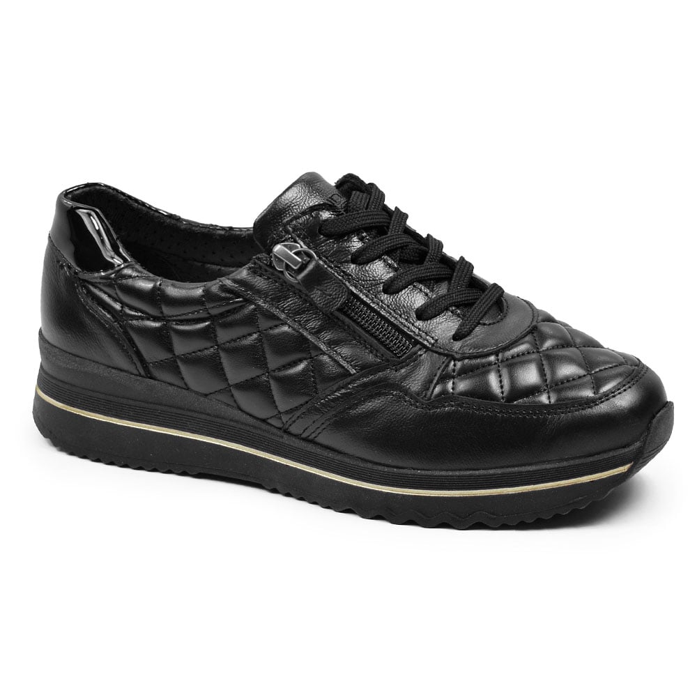 Minfot Rut Sneaker Bred Skinn Svart