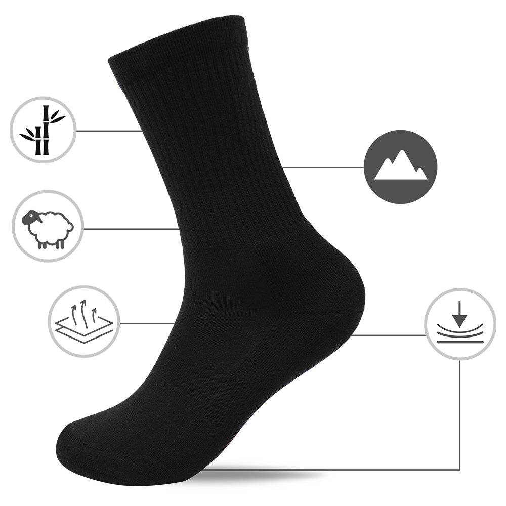 Minfot Vandringsstrømper Bambus Merinoull  Svart 3-pk