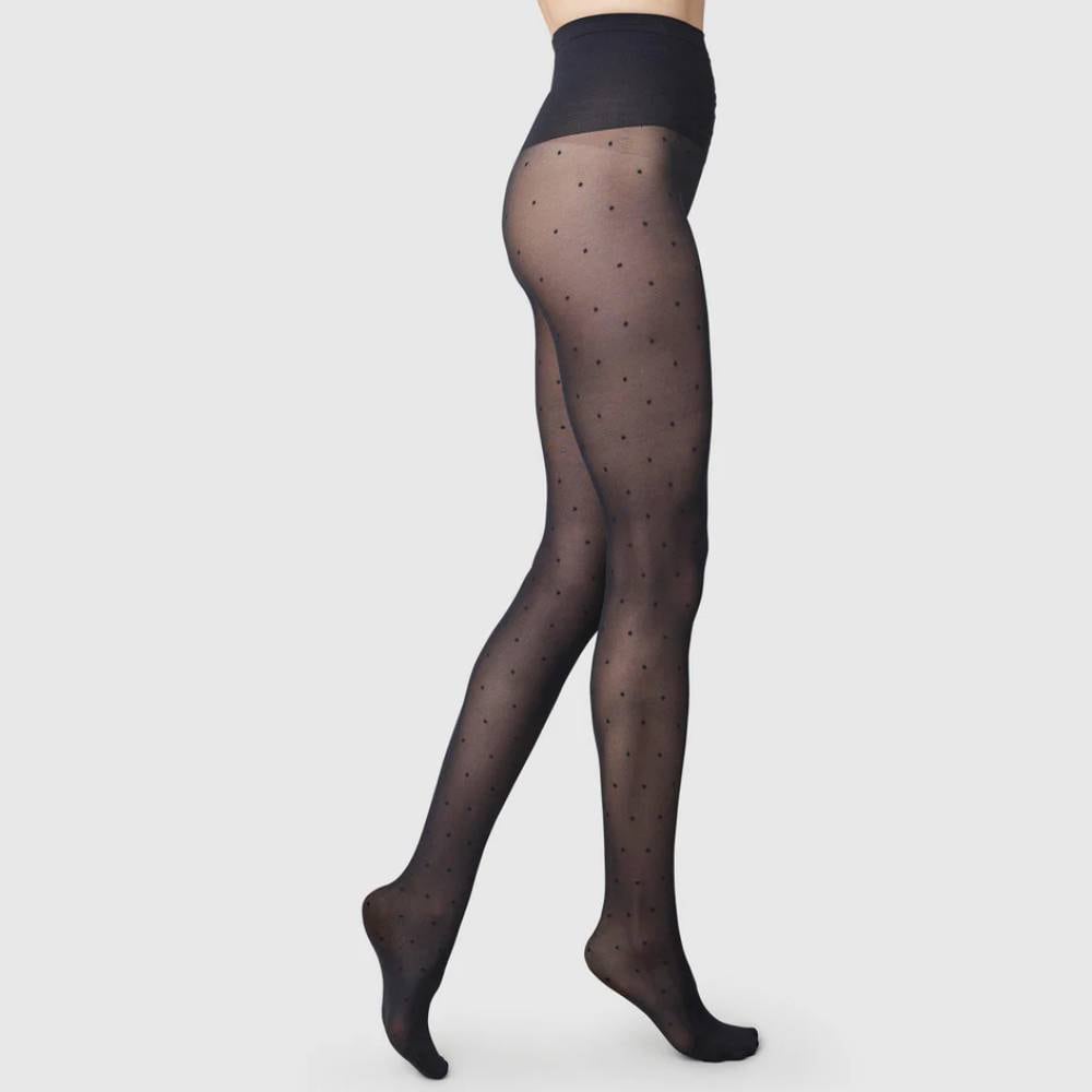 Swedish Stockings Strømpebukser Doris Dots Prikker 40 DEN Svart