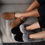 Minfot Saueskinntøfler Slip-on Orust med såle Chestnut
