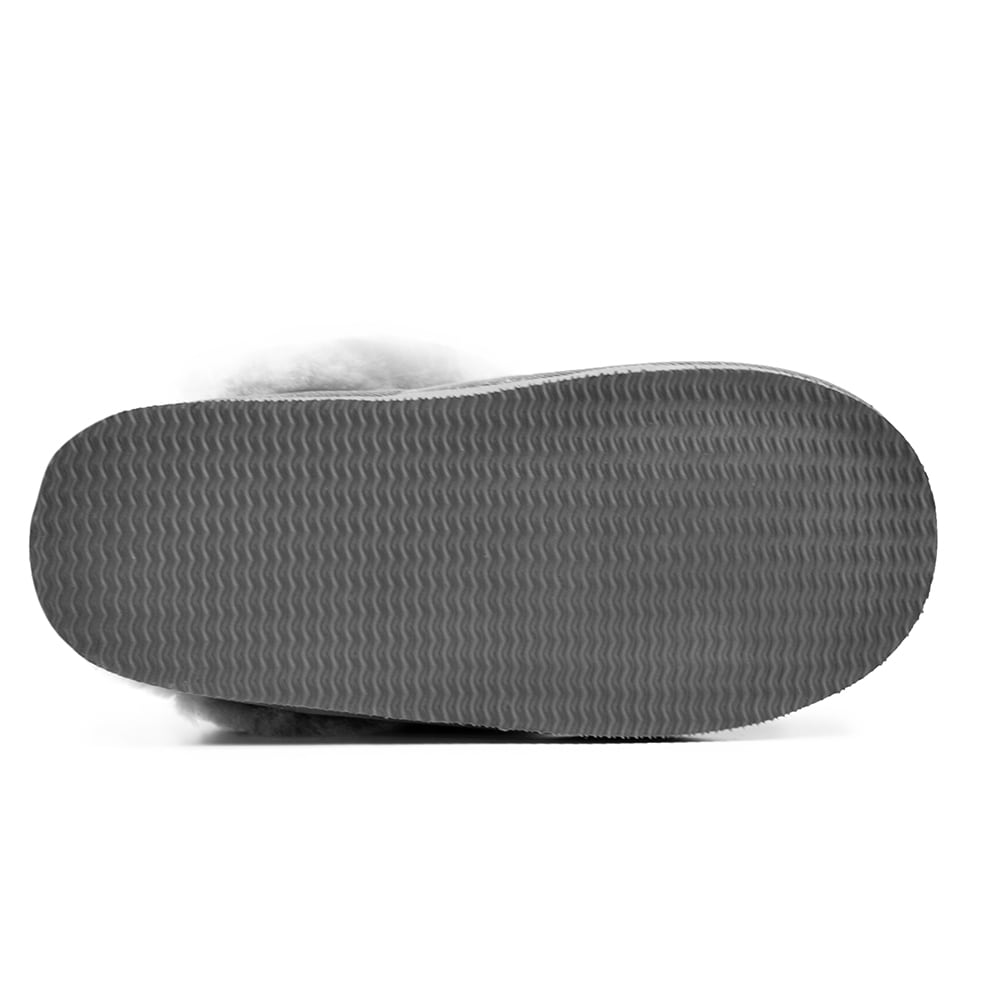 Minfot Saueskinntøfler Slip-on Duved med såle Lysgrå
