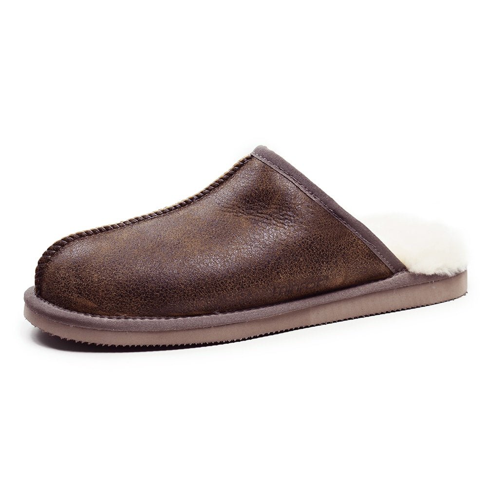Minfot Saueskinntøfler Slip-on Orust med såle Waxed Stone