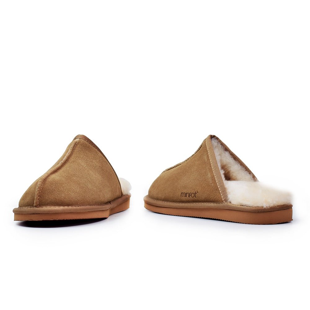 Minfot Saueskinntøfler Slip-on Orust med såle Chestnut