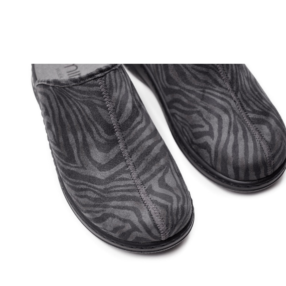 Minfot Tøfler Stretch Dame Zebra Svart