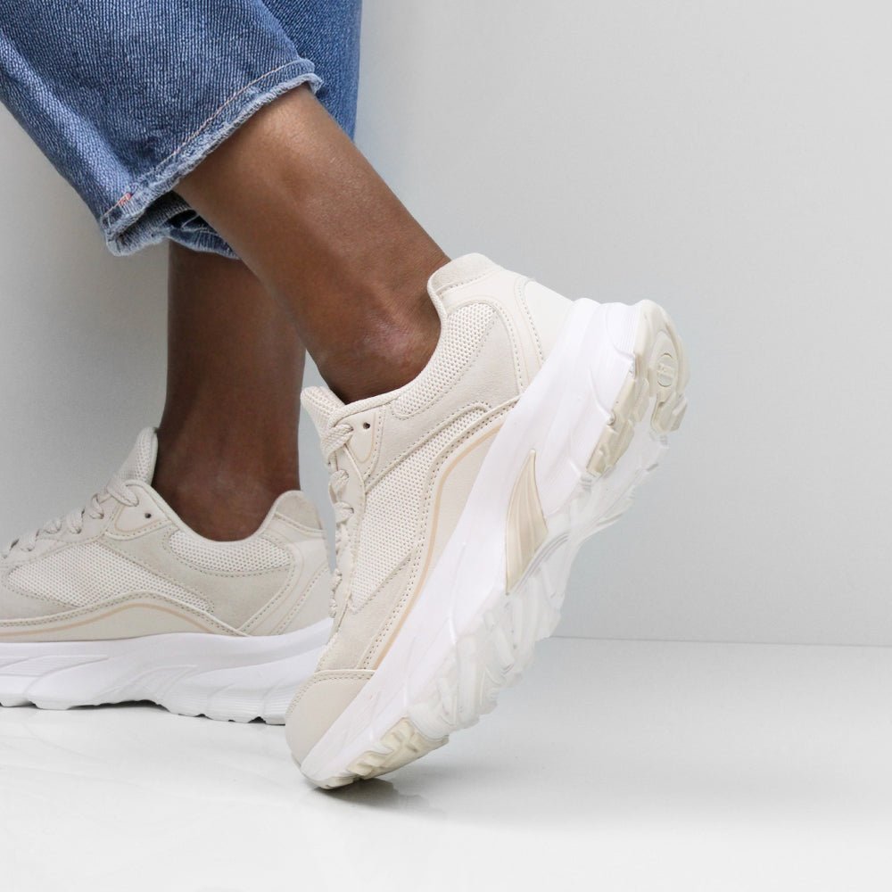 Minfot Joy Sneakers Dame Mesh Semsket skinn Sand