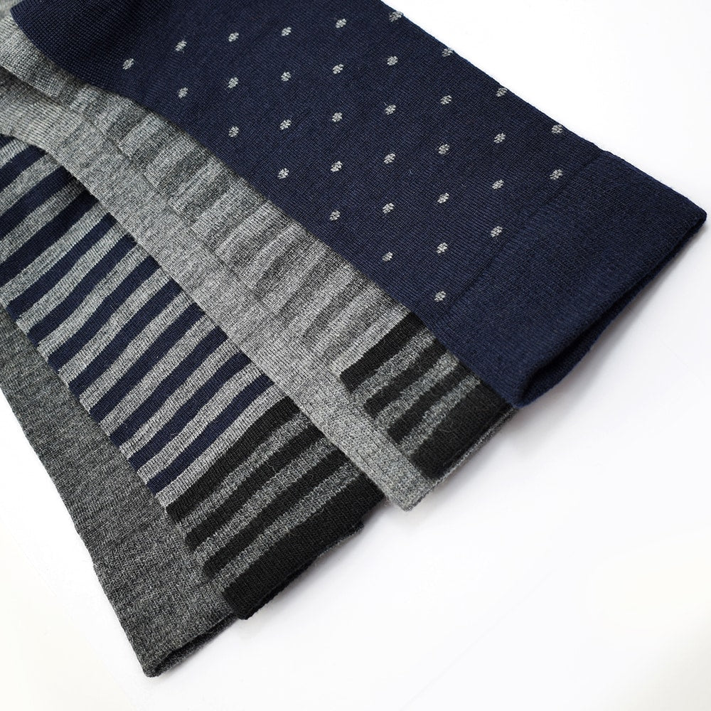 Produktbild 4 - Minfot Strømper i Merinoull, Stripete, Navy Mix