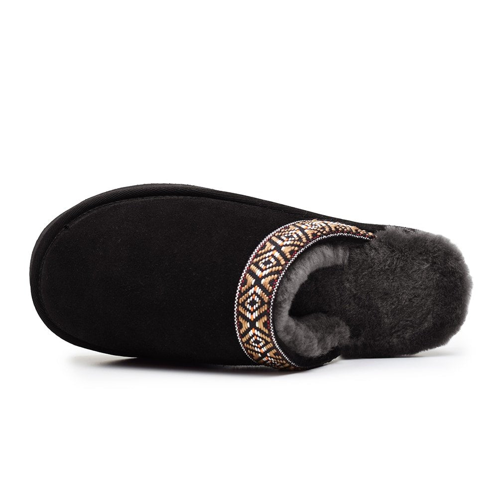 Minfot Saueskintøfler Slip-on Myre med såle Svart