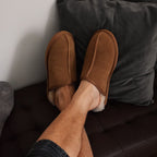 Minfot Saueskinntøfler Slip-on Orust med såle Chestnut