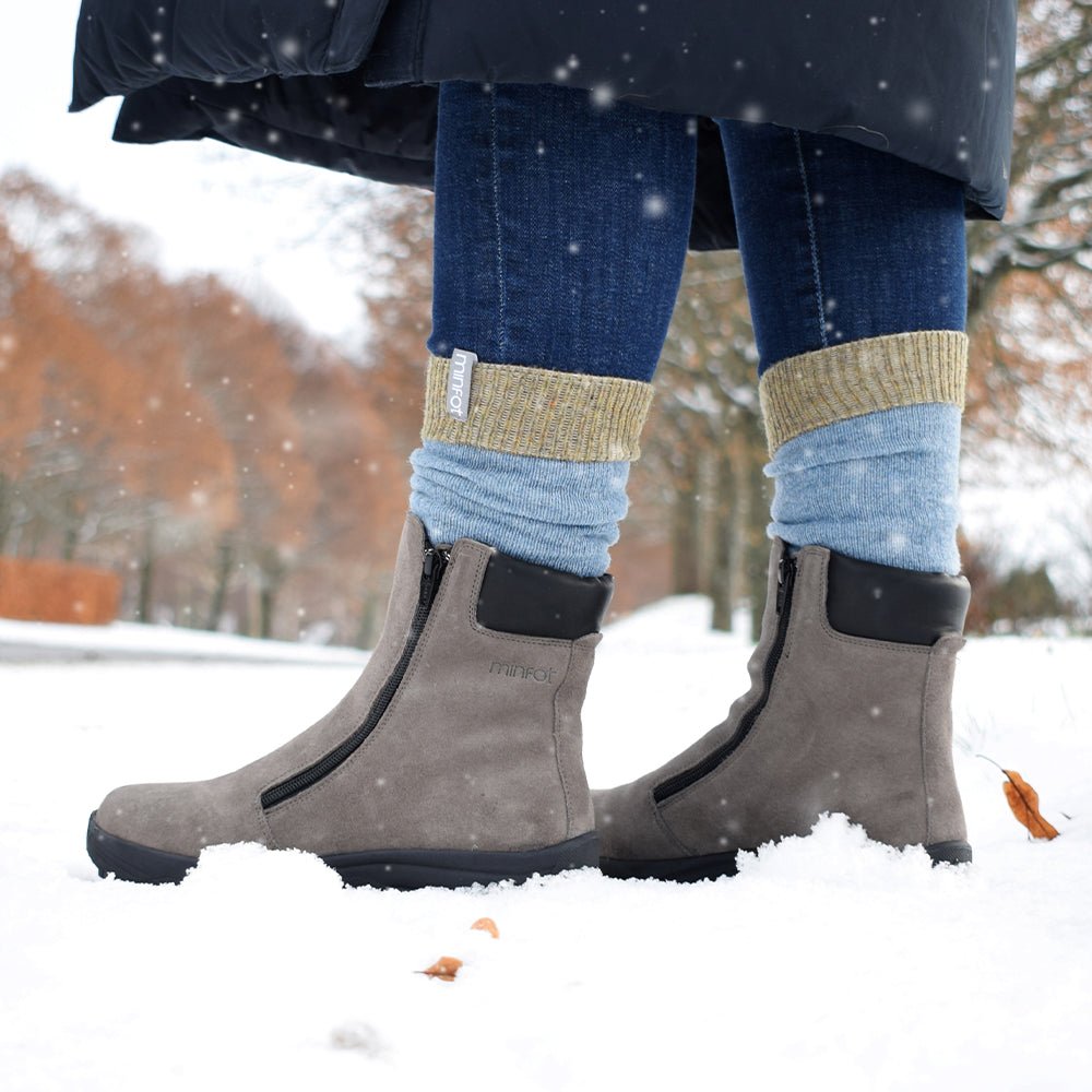 Minfot Piggsko Boden Semsket skinn Ull Taupe