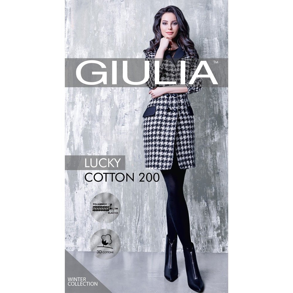 Giulia Lucky Cotton Strømpebukser Bomull 200 den Svart