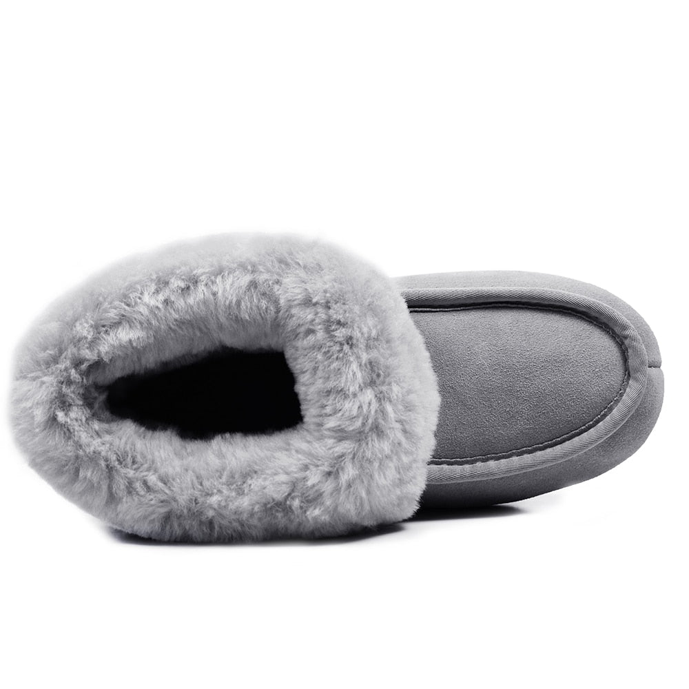 Minfot Saueskinntøfler Sunne Grå Semsket skinn