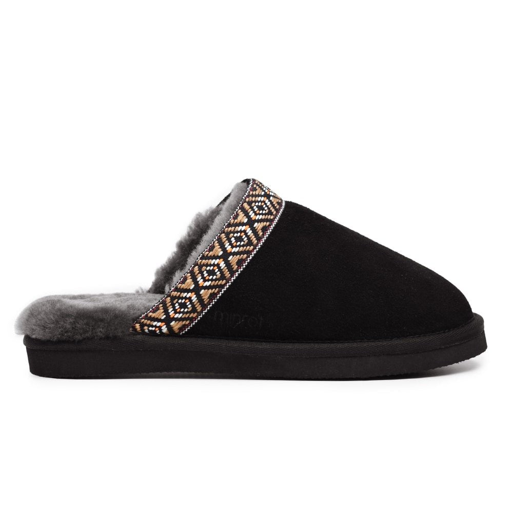Minfot Saueskintøfler Slip-on Myre med såle Svart