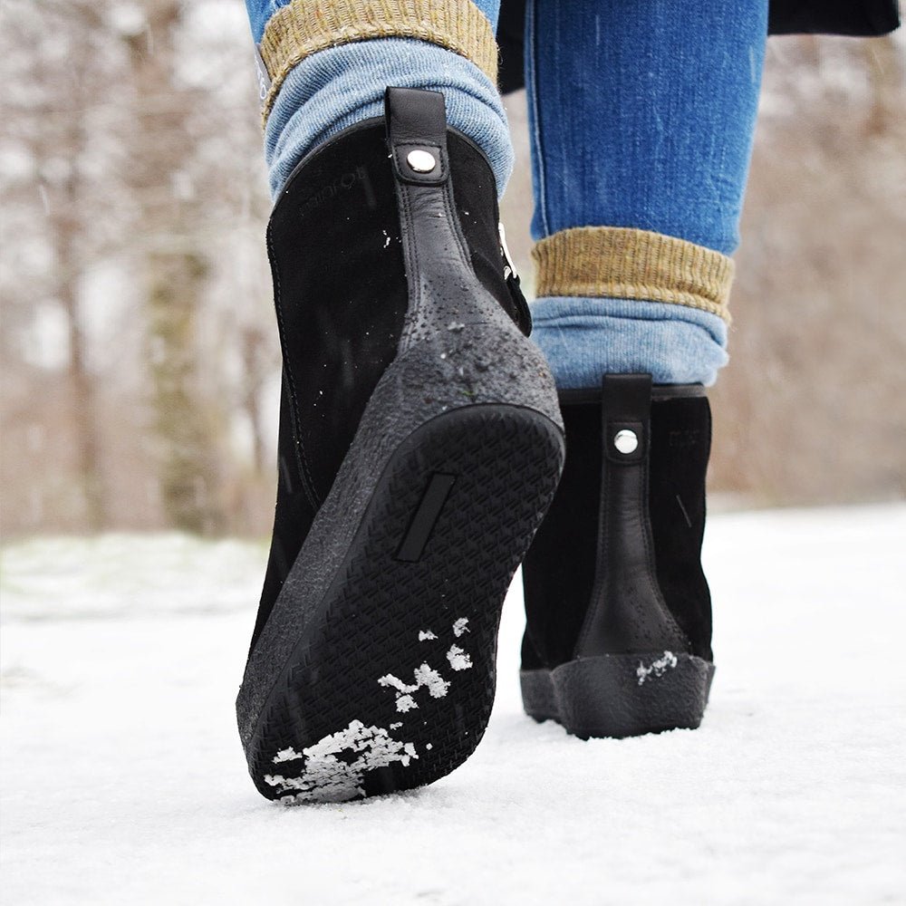 Minfot Curling Boots Lund Semsket skinn Svart