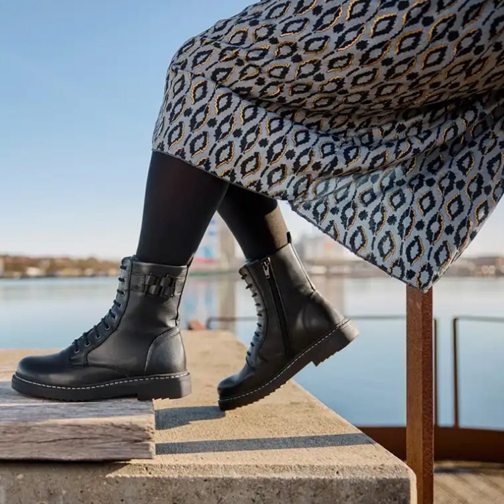 New Feet Annie Boots Snøring Glidelås Svart