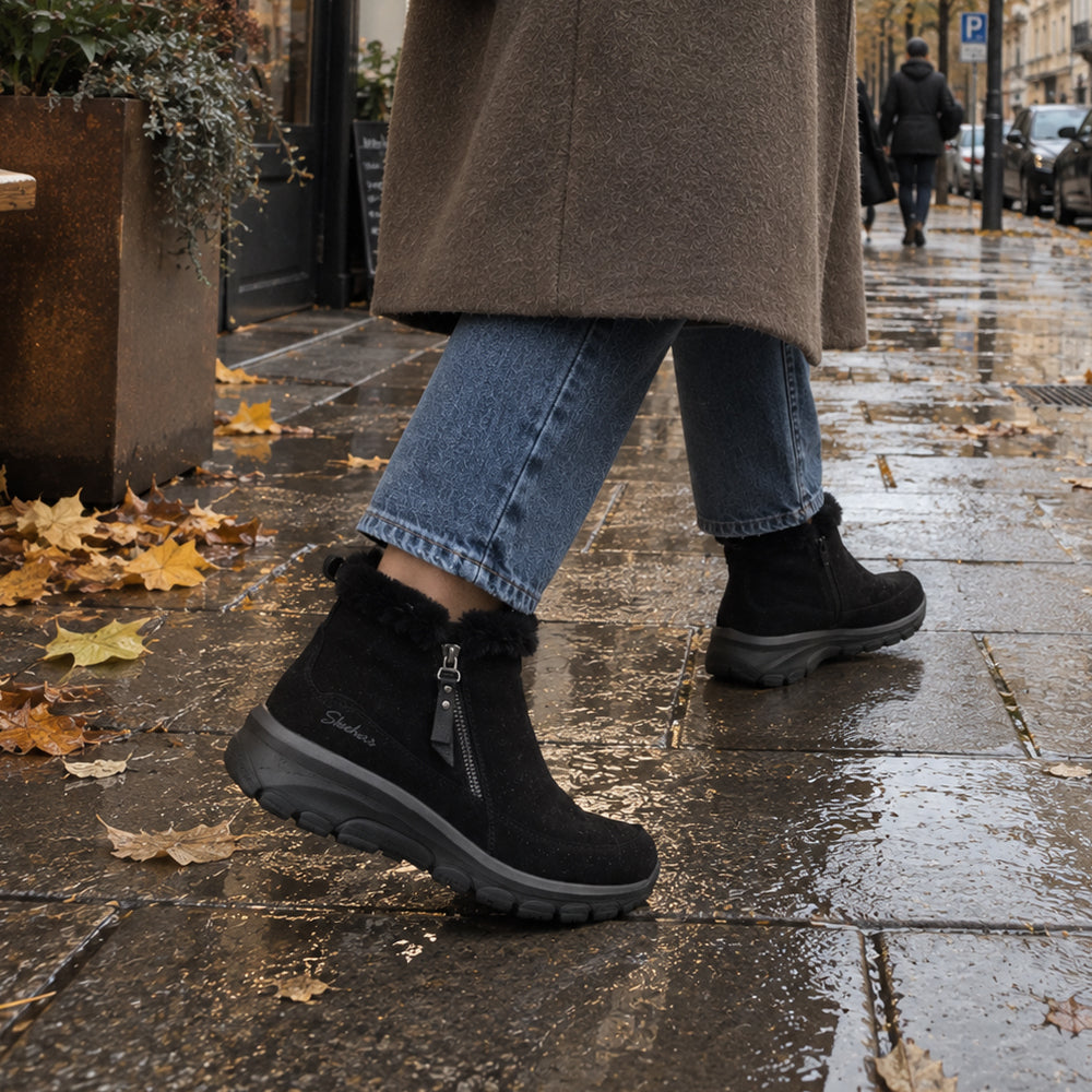 Skechers Easy Going Boots Zip Dame Vanntette Svart