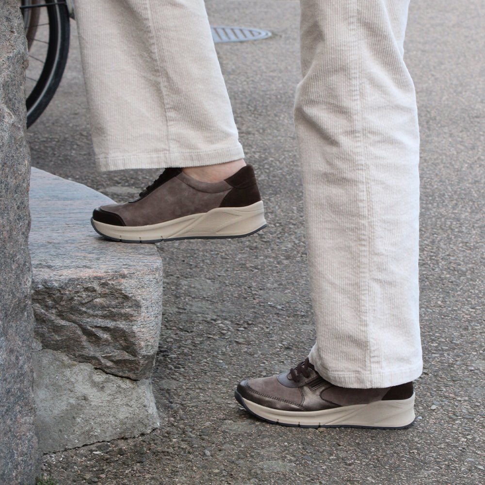 Minfot Vei Sneaker Stretch Nubuck Taupe Oxid