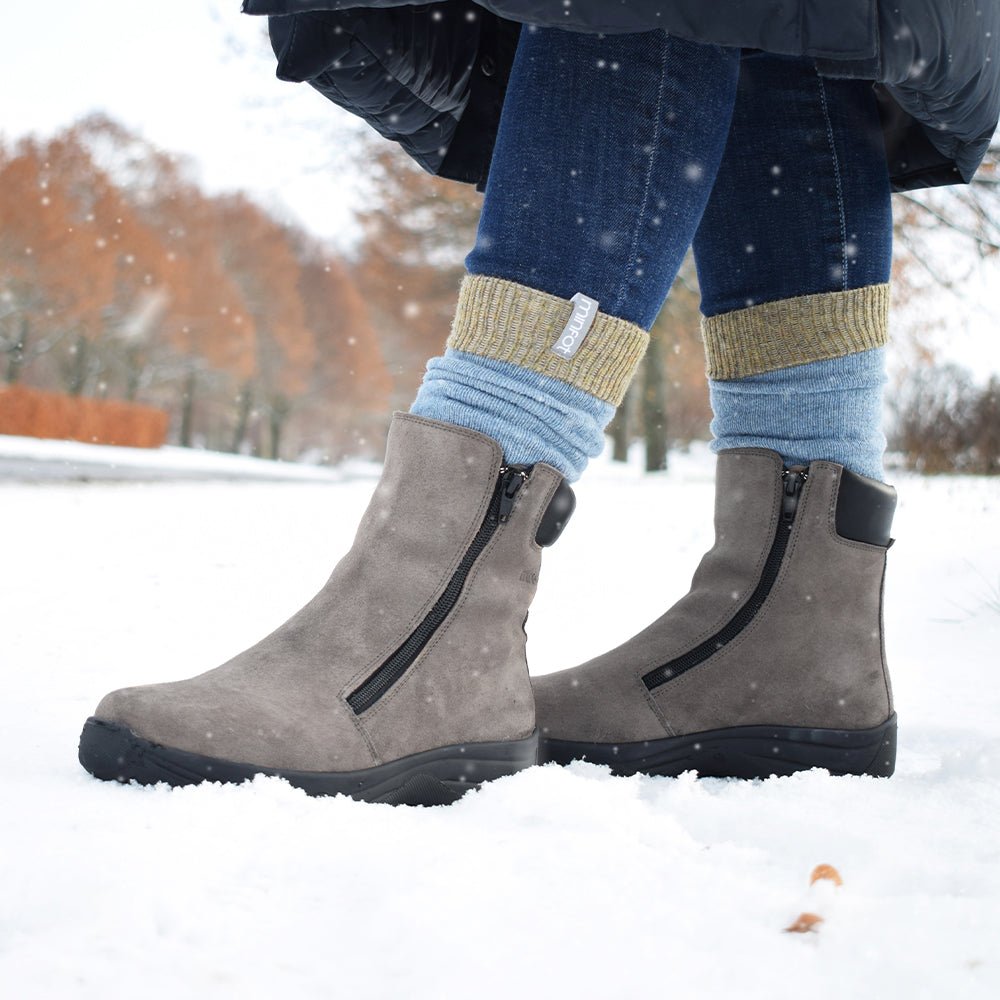 Minfot Piggsko Boden Semsket skinn Ull Taupe