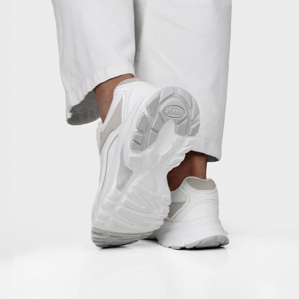 Minfot Joy Sneakers Dame Mesh Semsket skinn Hvit