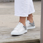 Minfot Comfort Sneakers Dame Skinn Leopard Hvit