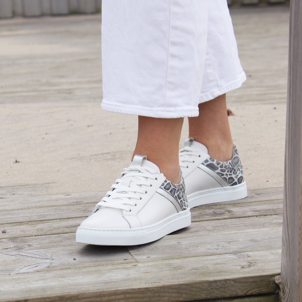 Minfot Comfort Sneakers Dame Skinn Leopard Hvit