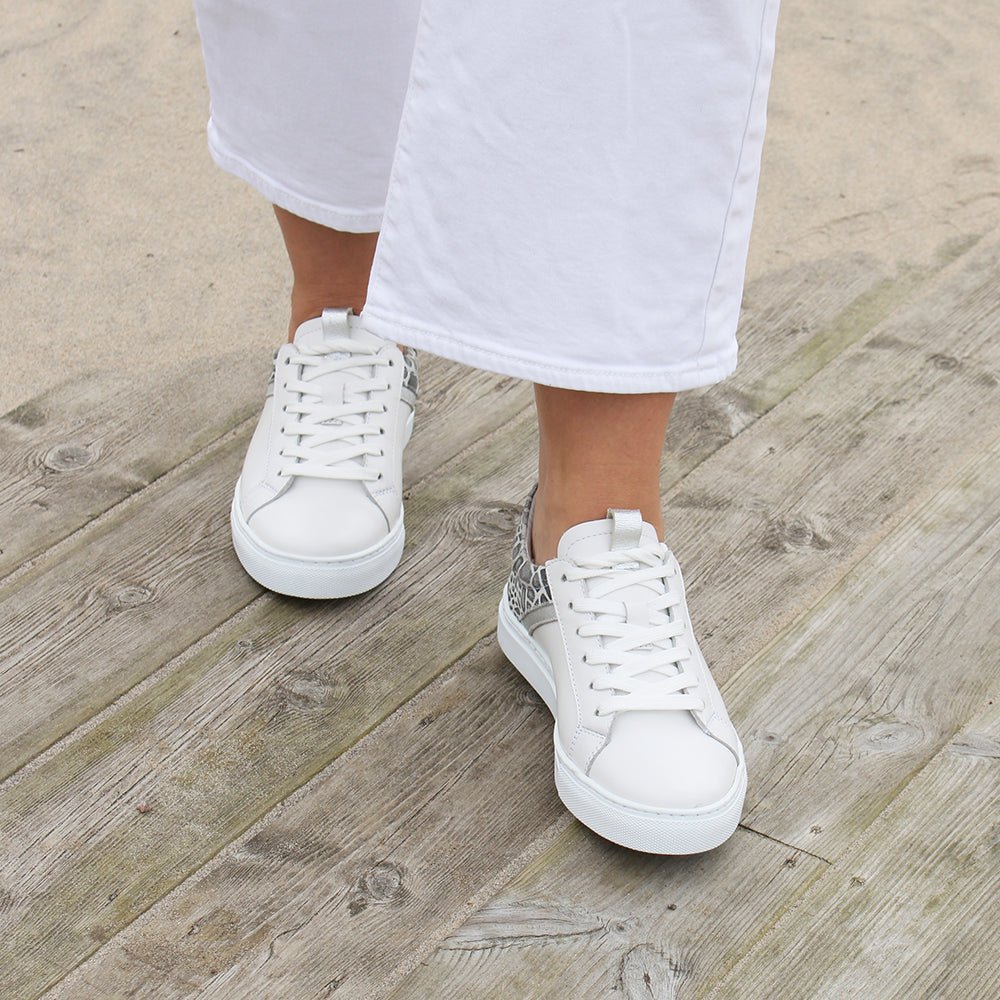 Minfot Comfort Sneakers Dame Skinn Leopard Hvit